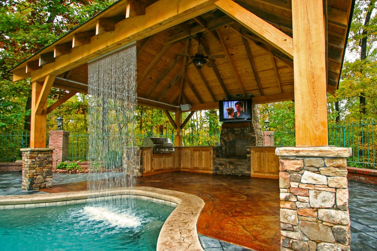 Backyard Pool With Open Area Living Room