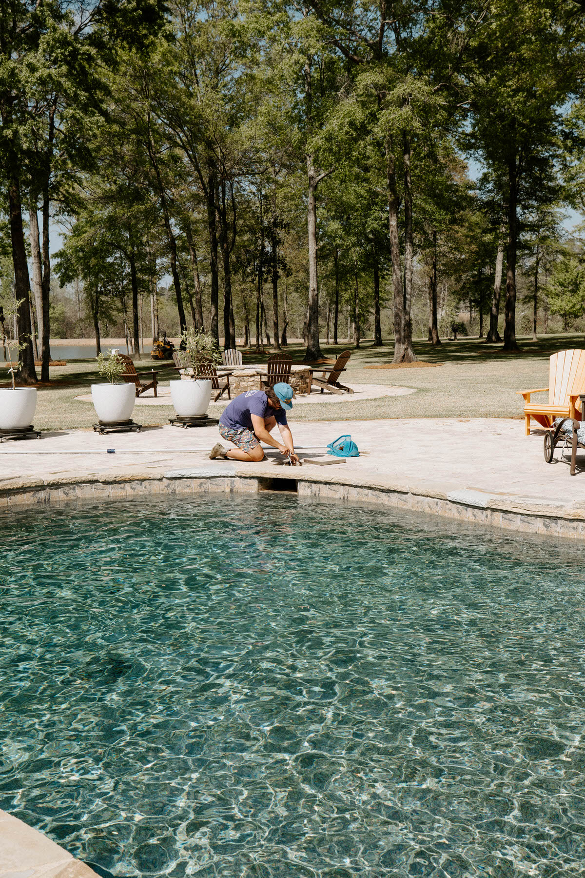 Inground pool under construction in a Middle Georgia backyard during fall