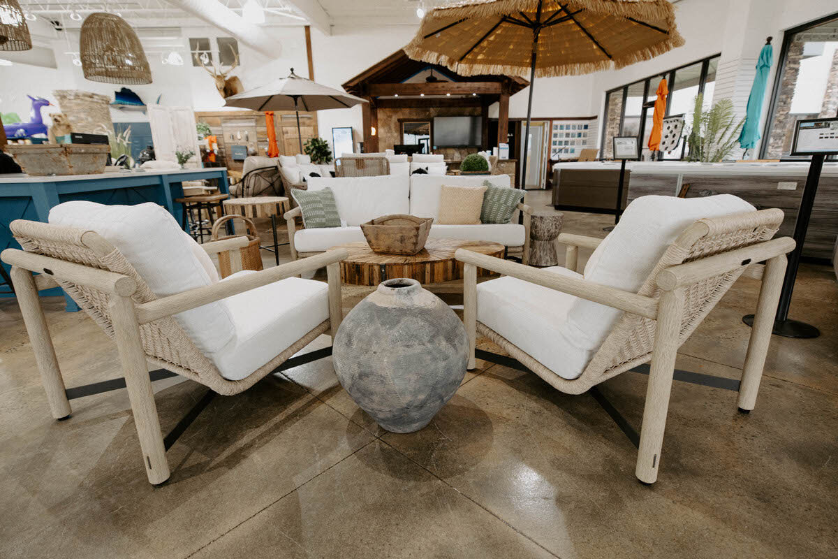 Outdoor patio dining set available during Mother’s Day sale at Mid State Pools
